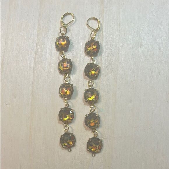 Elegant Gold and Amber Drop Earrings - Picture 1 of 5